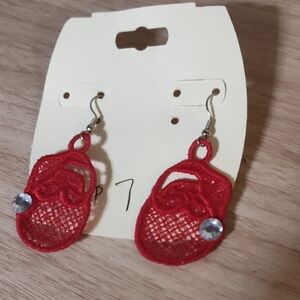 Red Santa Earrings with Rhinestone